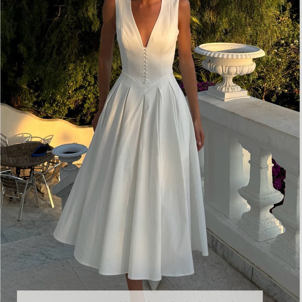 Meshki Keely Cotton Sleeveless Midi Dress - White
